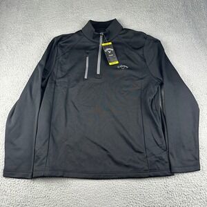 Callaway Golf Mens Medium Black 1/4 Zip Pullover Long Sleeve Sweater Pullover